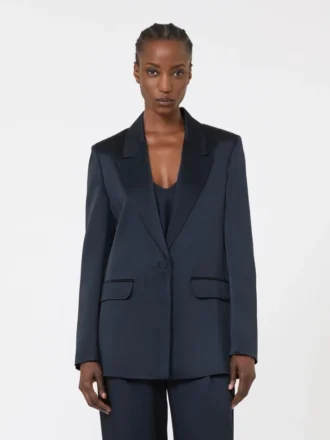 Blazer en satin Envers, bleu nuit