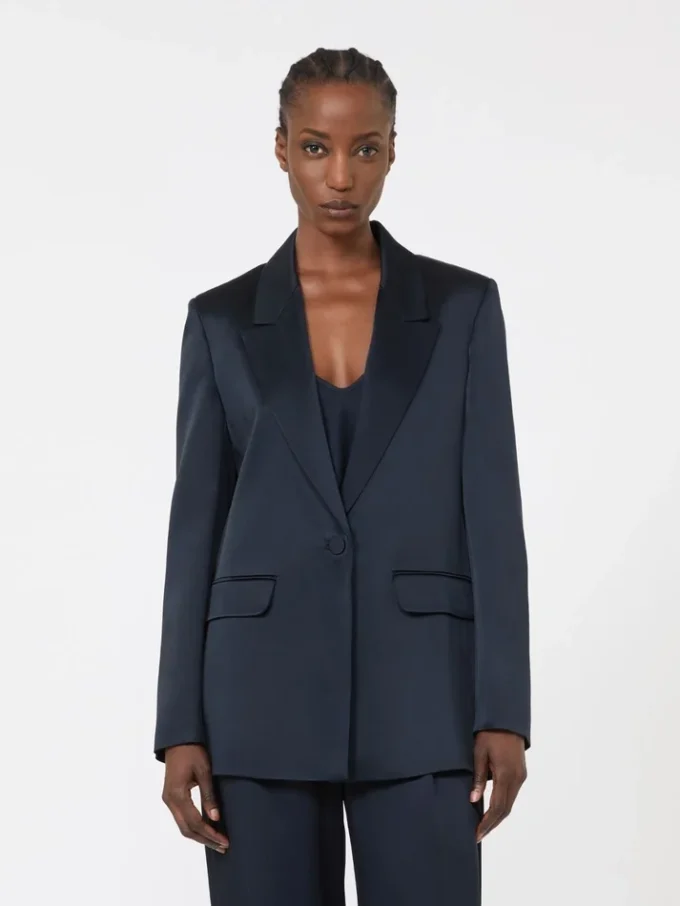 Blazer en satin Envers, bleu nuit Blazer en satin Envers, bleu nuit
