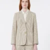 Blazer en seersucker de coton et lin, couleur sable Blazer en seersucker de coton et lin, couleur sable