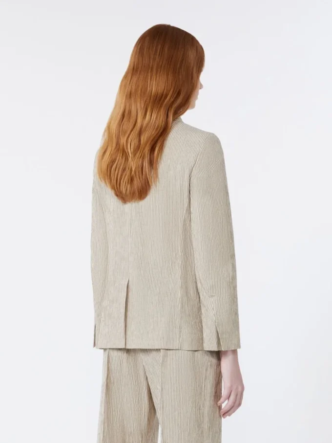 Blazer en seersucker de coton et lin, couleur sable Blazer en seersucker de coton et lin, couleur sable