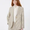 Blazer en seersucker de coton et lin, couleur sable Blazer en seersucker de coton et lin, couleur sable
