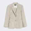 Blazer en seersucker de coton et lin, couleur sable Blazer en seersucker de coton et lin, couleur sable