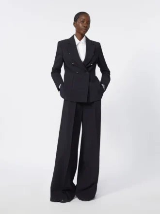 Blazer en seersucker mélangé laine, bleu outremer