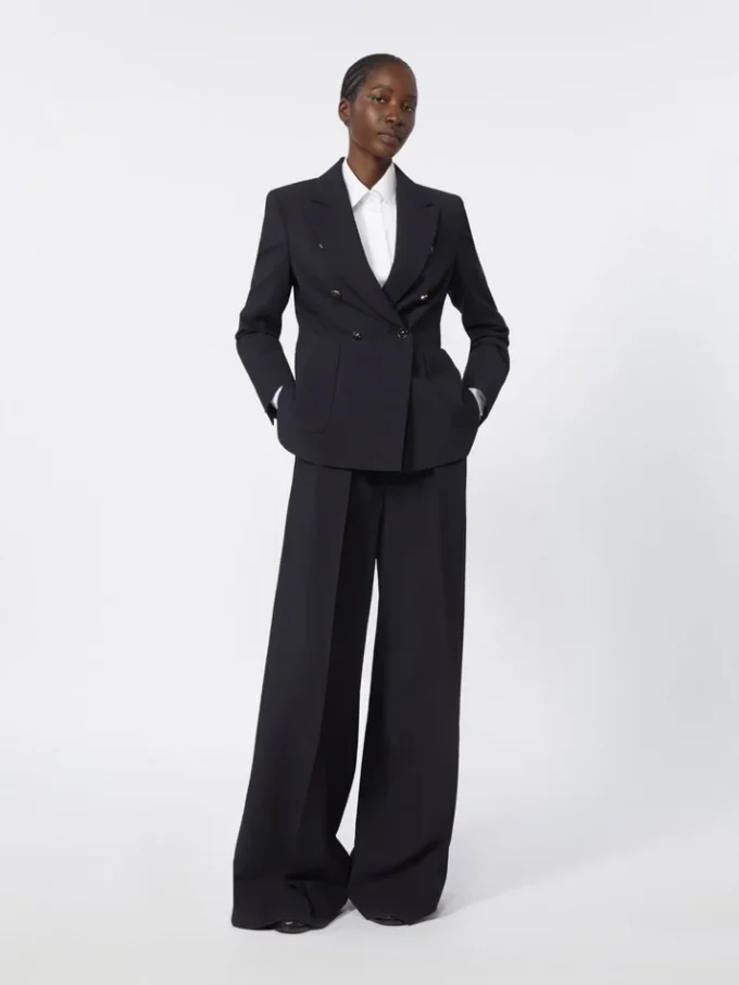 Pantalon en laine seersucker, bleu outremer Pantalon en laine seersucker, bleu outremer