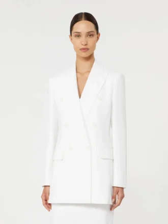 Blazer en toile de crêpe de coton, blanc optique