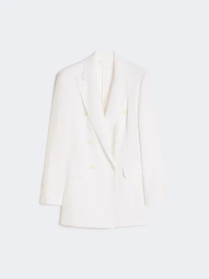 Blazer en toile de crêpe de coton, blanc optique Blazer en toile de crêpe de coton, blanc optique