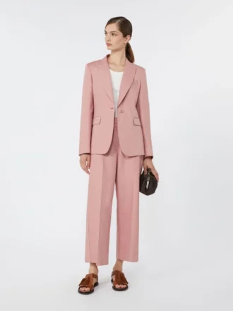 Blazer en toile de lin et coton, rose antique