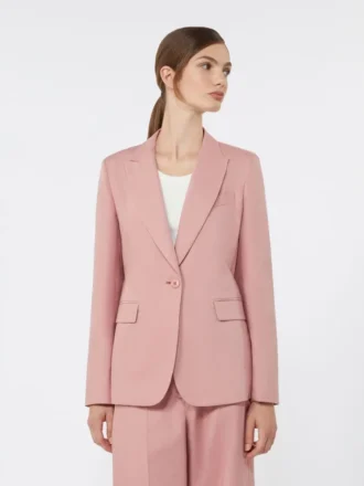 Blazer en toile de lin et coton, rose antique