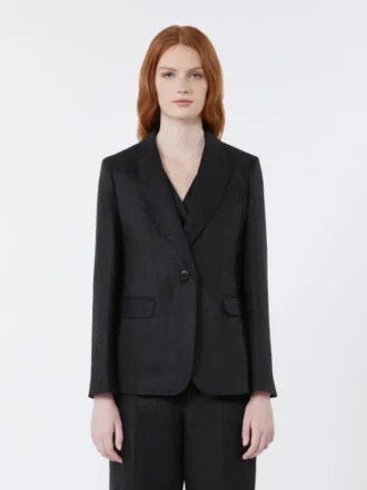 Blazer en toile de lin, noir