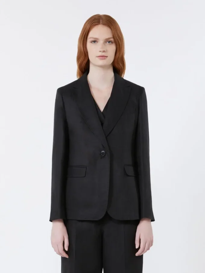 Blazer en toile de lin, noir Blazer en toile de lin, noir