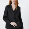 Blazer en toile de lin, noir Blazer en toile de lin, noir