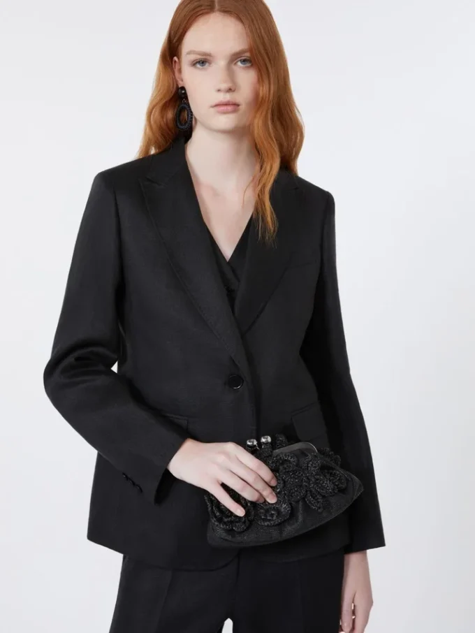 Blazer en toile de lin, noir Blazer en toile de lin, noir
