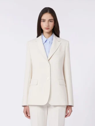 Blazer en toile mélangée viscose, ivoire