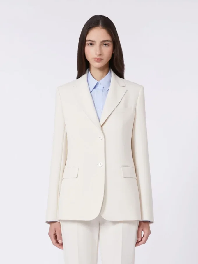 Blazer en toile mélangée viscose, ivoire Blazer en toile mélangée viscose, ivoire