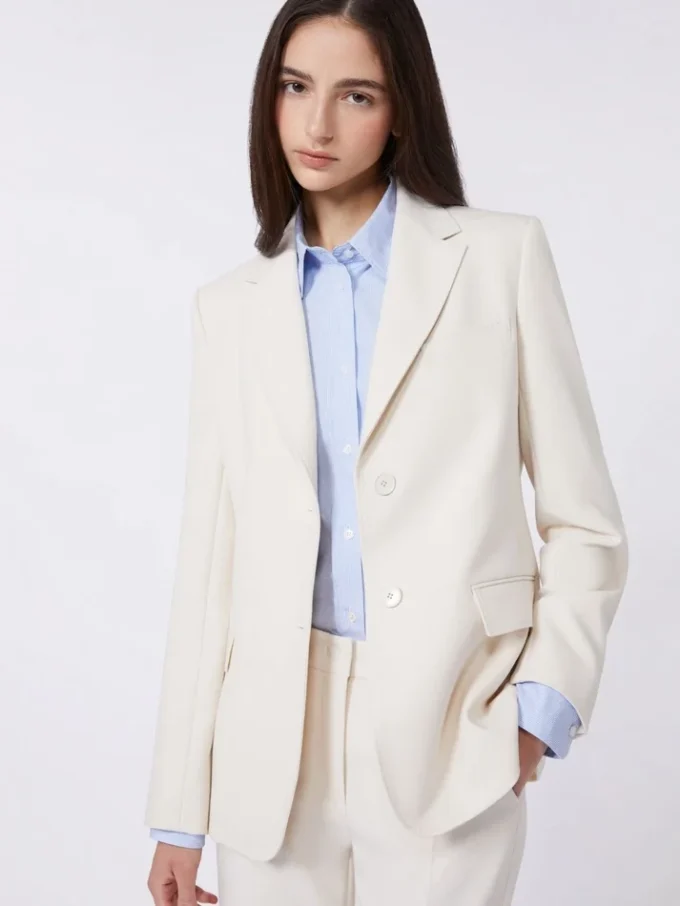 Blazer en toile mélangée viscose, ivoire Blazer en toile mélangée viscose, ivoire