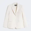 Blazer en toile mélangée viscose, ivoire Blazer en toile mélangée viscose, ivoire