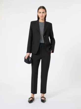 Blazer en toile mélangée viscose, noir