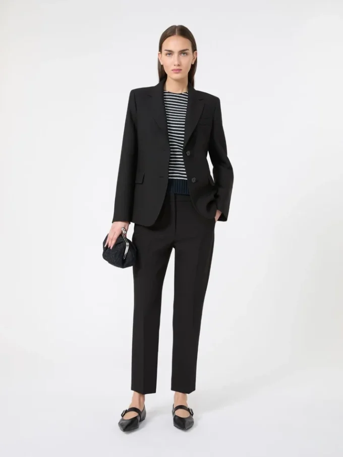 Blazer en toile mélangée viscose, noir Blazer en toile mélangée viscose, noir