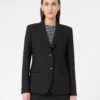 Blazer en toile mélangée viscose, noir Blazer en toile mélangée viscose, noir