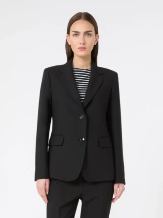Blazer en toile mélangée viscose, noir