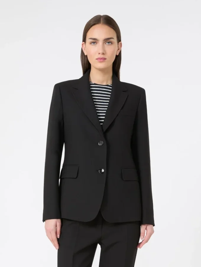 Blazer en toile mélangée viscose, noir Blazer en toile mélangée viscose, noir