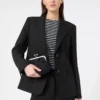 Blazer en toile mélangée viscose, noir Blazer en toile mélangée viscose, noir