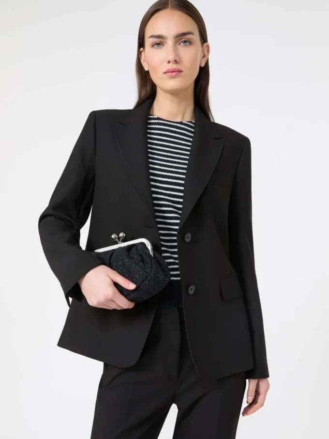 Blazer en toile mélangée viscose, noir Blazer en toile mélangée viscose, noir