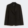 Blazer en toile mélangée viscose, noir Blazer en toile mélangée viscose, noir