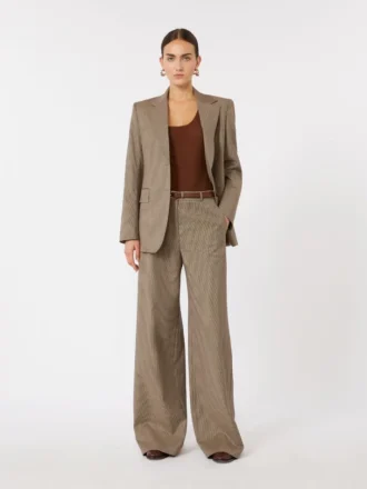 Blazer en twill de laine à motifs, couleur caramel