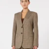 Blazer en twill de laine à motifs, couleur caramel Blazer en twill de laine à motifs, couleur caramel
