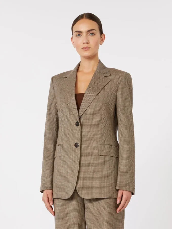 Blazer en twill de laine à motifs, couleur caramel Blazer en twill de laine à motifs, couleur caramel