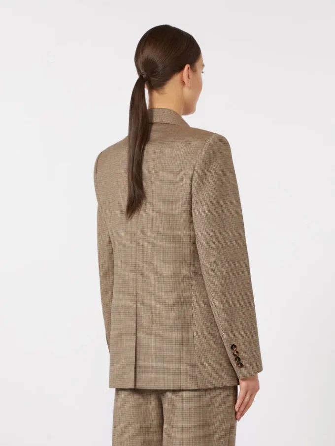 Blazer en twill de laine à motifs, couleur caramel Blazer en twill de laine à motifs, couleur caramel