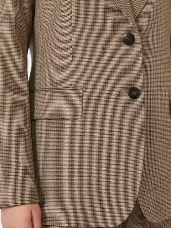Blazer en twill de laine à motifs, couleur caramel Blazer en twill de laine à motifs, couleur caramel