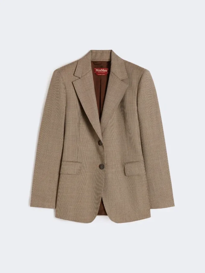 Blazer en twill de laine à motifs, couleur caramel Blazer en twill de laine à motifs, couleur caramel