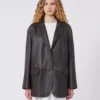 Blazer oversize en cuir, marron Blazer oversize en cuir, marron