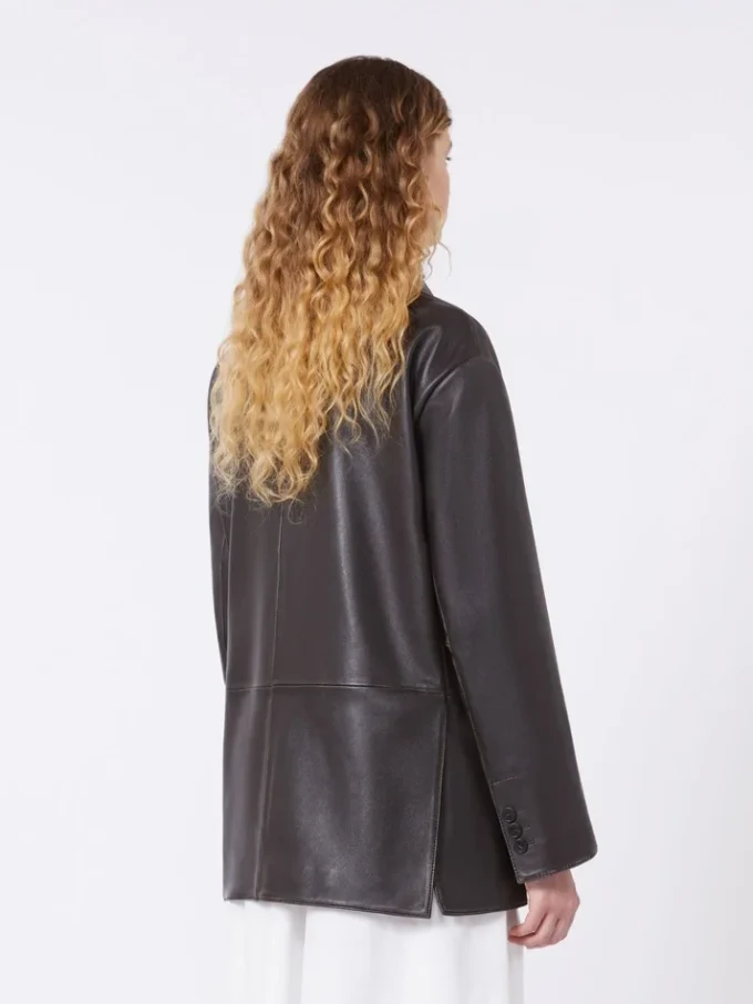Blazer oversize en cuir, marron Blazer oversize en cuir, marron