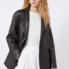 Blazer oversize en cuir, marron Blazer oversize en cuir, marron