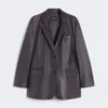 Blazer oversize en cuir, marron Blazer oversize en cuir, marron