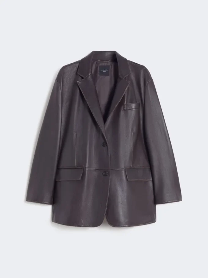 Blazer oversize en cuir, marron Blazer oversize en cuir, marron