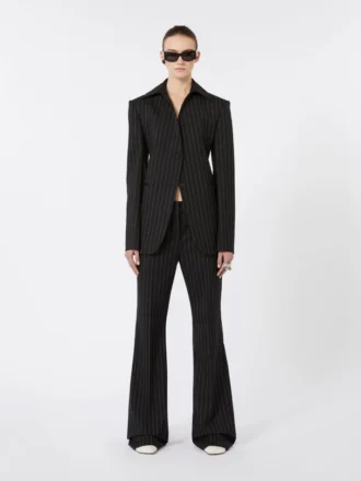Blazer slim en gabardine stretch, noir