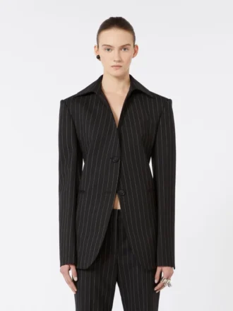 Blazer slim en gabardine stretch, noir