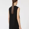 Blouse à col rond en cady, noire