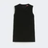 Blouse à col rond en cady, noire