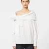 Blouse en coton avec étole, blanc optique Blouse en coton avec étole, blanc optique