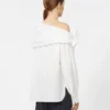 Blouse en coton avec étole, blanc optique Blouse en coton avec étole, blanc optique