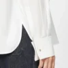 Blouse en coton avec étole, blanc optique Blouse en coton avec étole, blanc optique