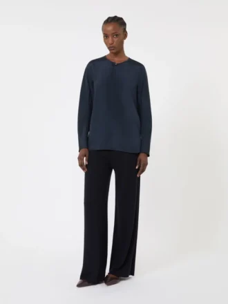 Blouse en crêpe de Chine de soie, bleu outremer