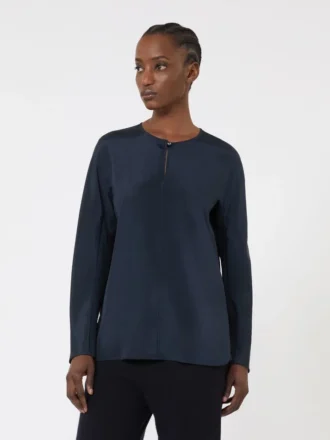 Blouse en crêpe de Chine de soie, bleu outremer