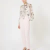 Blouse en mousseline imprimée, blanche Blouse en mousseline imprimée, blanche