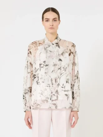 Blouse en mousseline imprimée, blanche